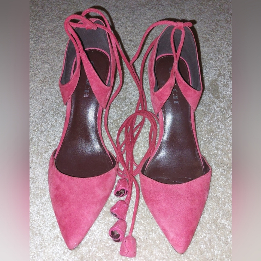 Coach Red Rosebud Ankle Strap Pump size 10B